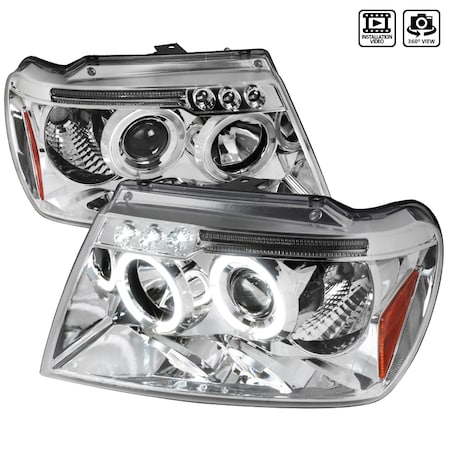 Spec-D Tuning 99-04 Jeep Grand Cherokee Halo LED Projector Chrome 2LHP-GKEE99-TM